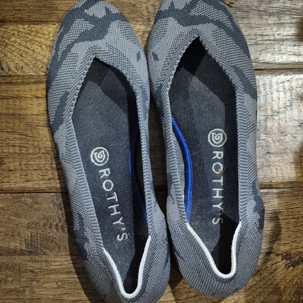 Rothy's Camouflage Gray and Blue Flats